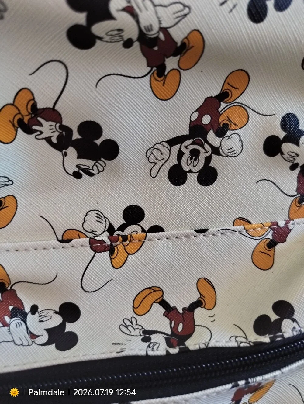Disney Kids Backpack in White, Black & Yellow Mickey Print